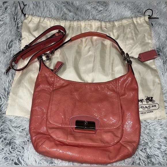 Coach Handbags - Authentic COACH Kristin Patent Leather Hobo HandBag 19299 Rose Pink w Dust Bag